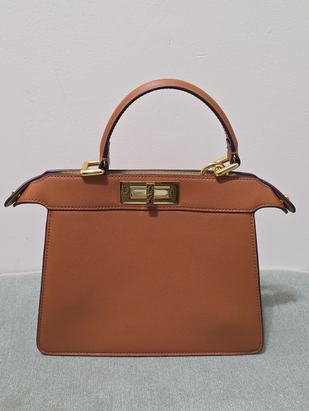 Classic Structured Top-Handle Bag in Tan